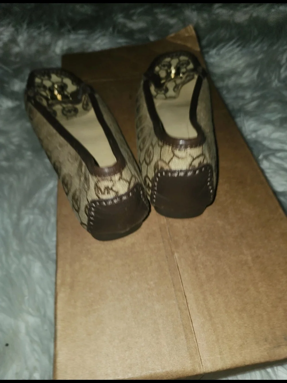 Michael Kors Brown MK Logo Moccasin Flats with Gold Hardware